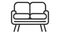 Retro sofa line icon. Living room furniture