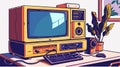 A retro software paint window interface from the 90s, displaying a vintage digital design.