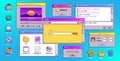 Retro software windows on computer desktop