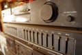 Retro sound control knob, Button front of powered mixer. selective focus. Royalty Free Stock Photo