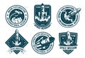 Retro space badges set. Astronaut emblems Royalty Free Stock Photo