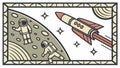 Retro Space Rocket & Astronaut Adventure, vector design Generative AI Royalty Free Stock Photo