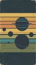 Retro Spacescape: Planets aligned in vintage style across horizontal color bands, evoking nostalgia with a stylized cosmic scene