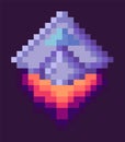 Retro Spaceship, Pixel Art Game Rocket at Night