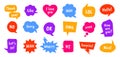 Retro speech bubbles. Comic talk balloons, thinking clouds for chat messages, dialog frames. Discussion sounds in Royalty Free Stock Photo