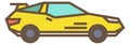 Retro sport car color icon. Yellow auto