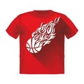 Retro Sport Flame Mascot Vector T-shirt with a basketball Royalty Free Stock Photo