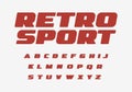 Retro sport font thick alphabet fat letters. Wide bold letter set for vintage car, retro speed race, auto repair shop