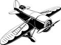 Retro sport plane, vector illustration, isolated, black on white, logo, graphic, symbol Royalty Free Stock Photo