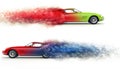 Retro sports cars - color mix - particle flow