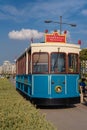 Retro Stalin tram. embankment of the Cordon. public tourist transport. Izmir, Turkey October 11, 2023