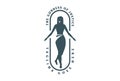 Retro Standing Woman Girl Lady Goddess Artemis Silhouette Logo Design