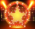 Retro star banner on stage with spotlight effect background Royalty Free Stock Photo