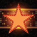 Retro star banner on stage with spotlight effect background Royalty Free Stock Photo