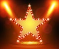 Retro star banner on stage with spotlight effect background Royalty Free Stock Photo