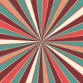 Retro starburst or sunburst background pattern with a vintage color palette of burgundy red pink peach teal blue and beige white