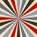 Retro starburst or sunburst background vector pattern with a vintage color palette of red blue black and gray in a radial striped Royalty Free Stock Photo
