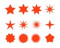 Retro stars sunburst vector badge sticker. Sale red round burst star circle label flash symbol Royalty Free Stock Photo