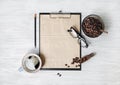 Retro stationery and coffee Royalty Free Stock Photo