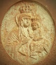 Retro statue of the Virgin Mary with the baby Jesus Christ in he Royalty Free Stock Photo