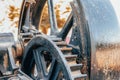 Retro steam tractor engine gears Royalty Free Stock Photo