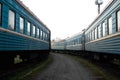 Retro steam train departs from the station Royalty Free Stock Photo