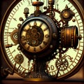 Retro Steampunk Clockwork, Generative AI Illustration