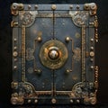 Retro Steampunk Safe, Vintage Banking, Ornate Steel Safe Drawing Imitation, Abstract Generative AI Illustration Royalty Free Stock Photo