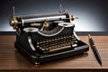 Retro Steampunk Typewriter In Black And Bronze. Generative AI Royalty Free Stock Photo