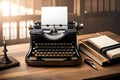 Retro Steampunk Typewriter In Black And Bronze. Generative AI Royalty Free Stock Photo