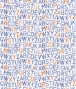 Retro stencil alphabet on squared notebook page seamless pattern