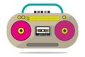 Retro stereo cassette Boom Box music player vector