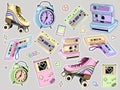 retro sticker set isolated object