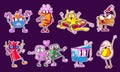 Retro stickers funny food y2k breakfast characters