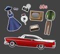 Retro stikers. Set of vintage objects Royalty Free Stock Photo