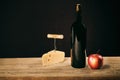 Retro still life with wine and cheese corkscrew Royalty Free Stock Photo