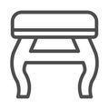 Retro stool line icon, Furniture concept, retro pouf with legs sign on white background, Wooden chair stool icon in