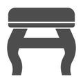 Retro stool solid icon, Furniture concept, retro pouf with legs sign on white background, Wooden chair stool icon in