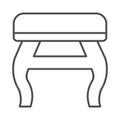 Retro stool thin line icon, Furniture concept, retro pouf with legs sign on white background, Wooden chair stool icon in