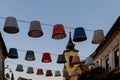 Colorful lamp shades in an exhibition stall Royalty Free Stock Photo