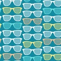 Retro Striped Sunglasses Seamless Pattern Background. Vector