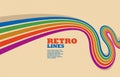 Retro style abstract background with curve lines in all colors of rainbow. Royalty Free Stock Photo