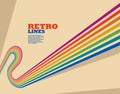 Retro style abstract background with curve lines in all colors of rainbow. Royalty Free Stock Photo