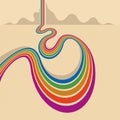 Retro style abstract background with curve lines in all colors of rainbow. Royalty Free Stock Photo