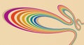 Retro style abstract background with curve lines in all colors of rainbow. Royalty Free Stock Photo