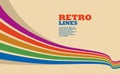 Retro style abstract background with curve lines in all colors of rainbow. Royalty Free Stock Photo