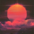 vintage analog glitch background with scan lines and distressed texture