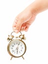Retro style alarm clock isolated on white Royalty Free Stock Photo