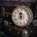 Retro Style Alarm Clock and Suitcases Royalty Free Stock Photo