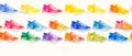Retro style aquarelle seamless pattern of rainbow colored sneakers. White background. Minimalistic Royalty Free Stock Photo